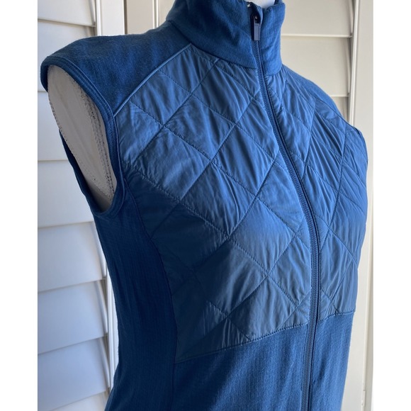ICEBREAKER MerinoLOFT Ellipse Full Zip Vest Women M Blue Midweight Merino EUC - Picture 2 of 13